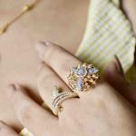 Golden Blossom Duo Ring Set
