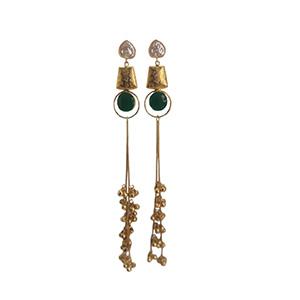 Emerald Drape Tassel Earrings