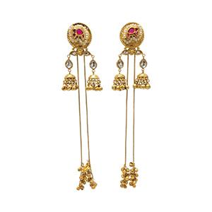 Lotus Motif Jhumka Earrings