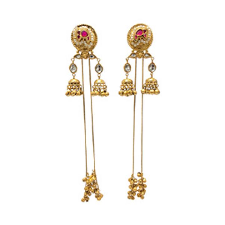 Lotus Motif Jhumka Earrings