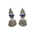 Royal Blue Silver Jhumka Earrings