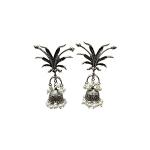 Oxidized Silver Palm Jhumka Earrings