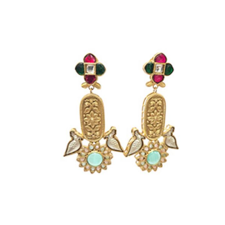Bird Motif Meenakari Earrings