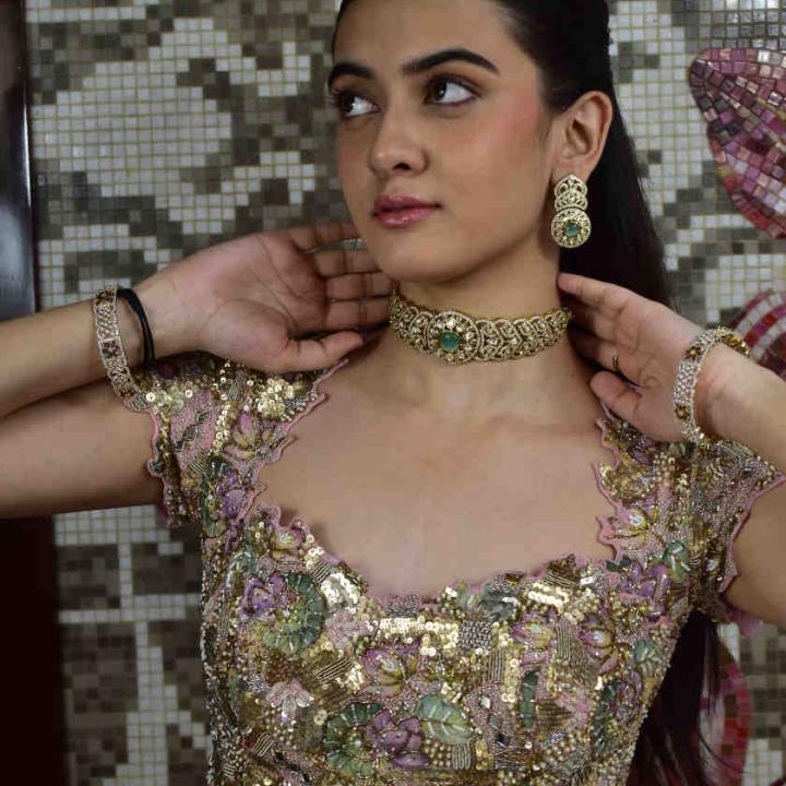 Emerald Elegance Kundan Choker Set