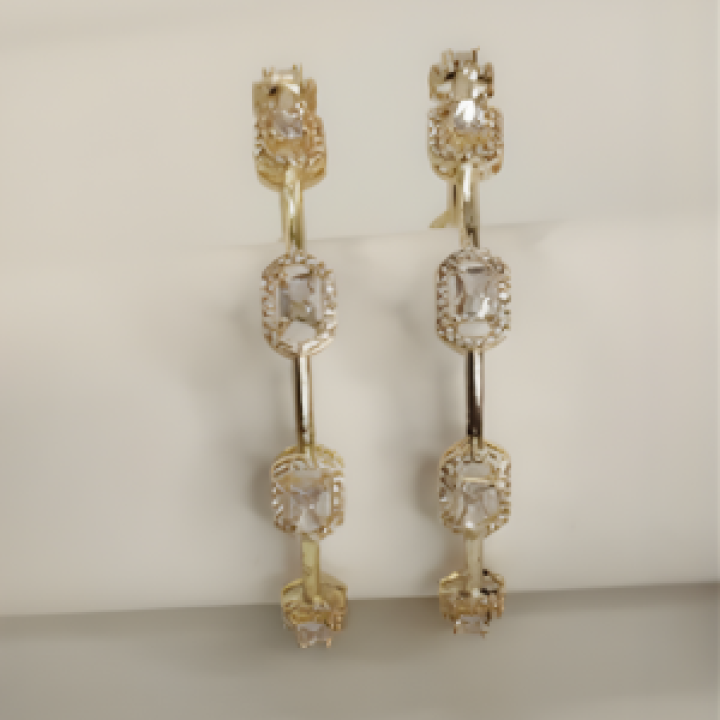 Octagon Solitaire Link Gold Bangles