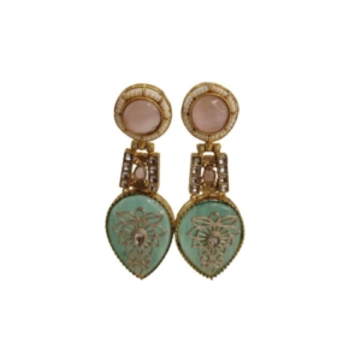 Mint Blossom Antique Teardrop Earrings
