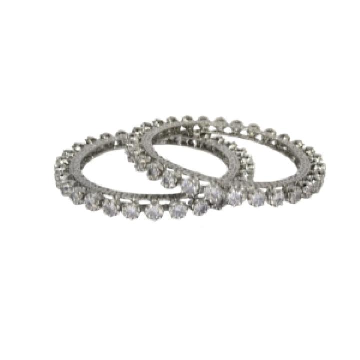 Premium Silver Crystal Round Bangles