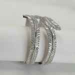 Silver Leaf-Cut Baguette CZ Bangles