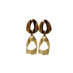 Golden Sculpted Abstract Drop Earrings