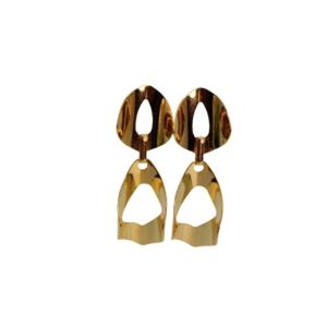Golden Sculpted Abstract Drop Earrings