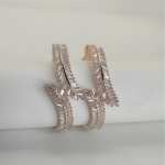 Rose Gold Feather-Cut CZ Bangles