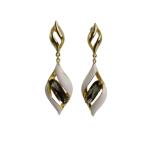 Pearl Swirl Gold Enamel Drop Earrings