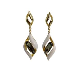 Pearl Swirl Gold Enamel Drop Earrings