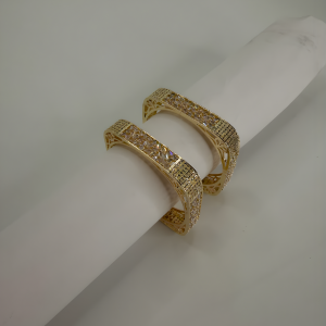 Royal Square-Cut CZ Designer Gold Bangles