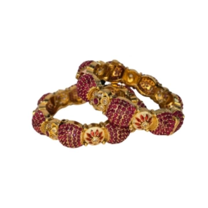 Ruby-Studded Gold Bangles