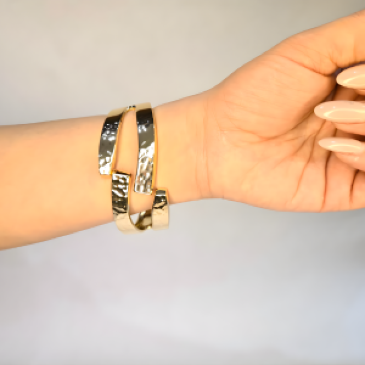Golden Ripple Hammered Cuff