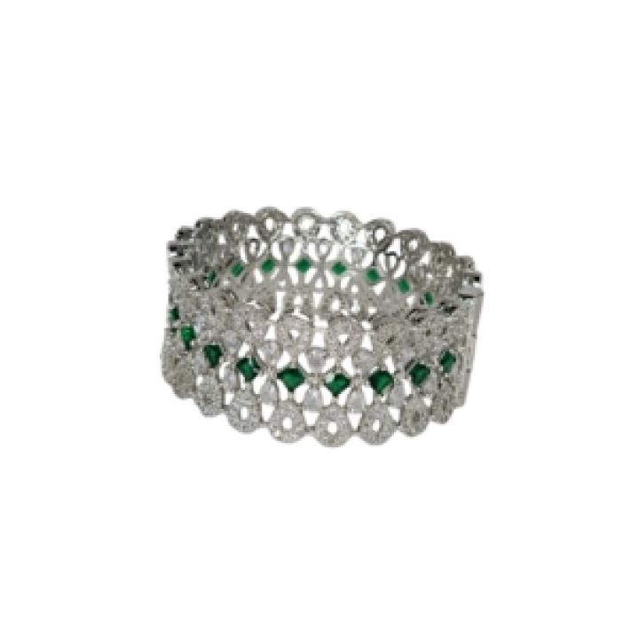 Emerald Glow Silver Kada