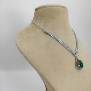 Emerald Teardrop Silver Set