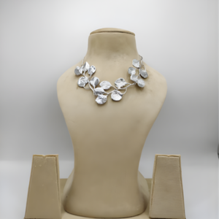 Silver Petal Vine Statement Necklace
