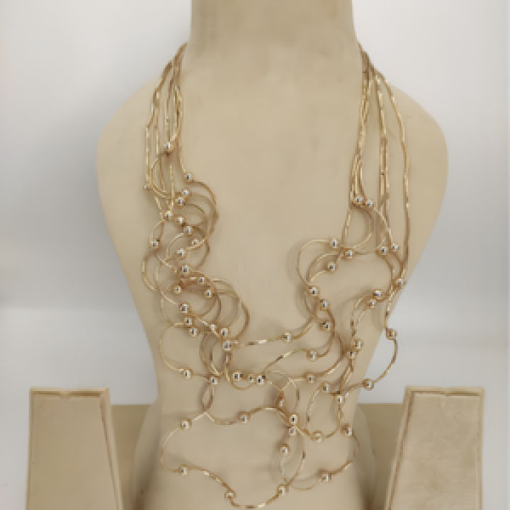 Golden Cascade Multi-Layer Pearl Necklace