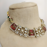 Red Royale Floral Kundan Choker Set
