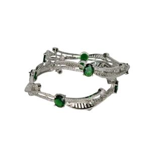 Emerald Wave Silver Bangles