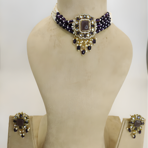 Royal Amethyst Kundan Pearl Choker Set