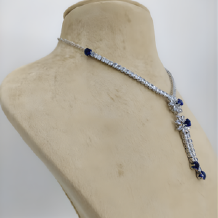 Sapphire Drop Silver Set