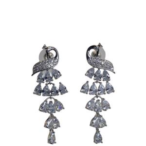 Sparkling Peacock-Inspired Drop Earrings
