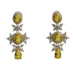 Radiant Yellow Diamond and Crystal Drop Earrings