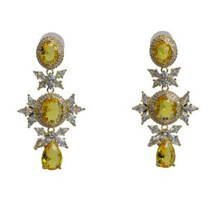 Radiant Yellow Diamond and Crystal Drop Earrings
