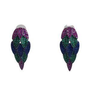 Vibrant Multi-Colored Leaf Design Earrings