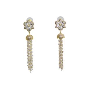 Elegant Floral and Pearl Drop Earrings