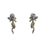 Elegant Diamond and Crystal Ribbon Drop Earrings