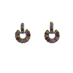 Colorful Gemstone Hoop Earrings