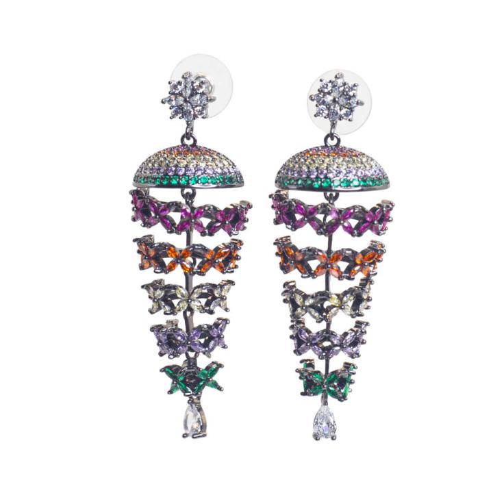 Vibrant Multi-Colored Butterfly Drop Earrings
