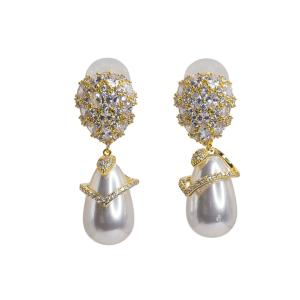 Elegant Pearl and Diamond Drop Earrings