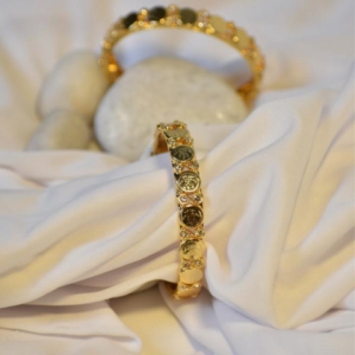 Gold-Plated Stone Bangles
