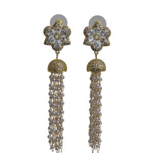 Elegant Flower and Pearl Drop Earrings