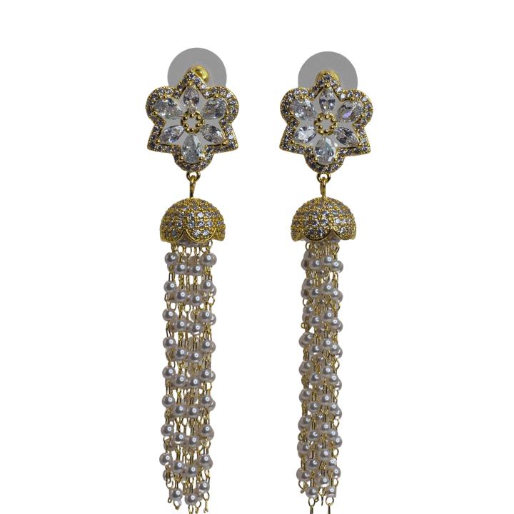 Elegant Flower and Pearl Drop Earrings